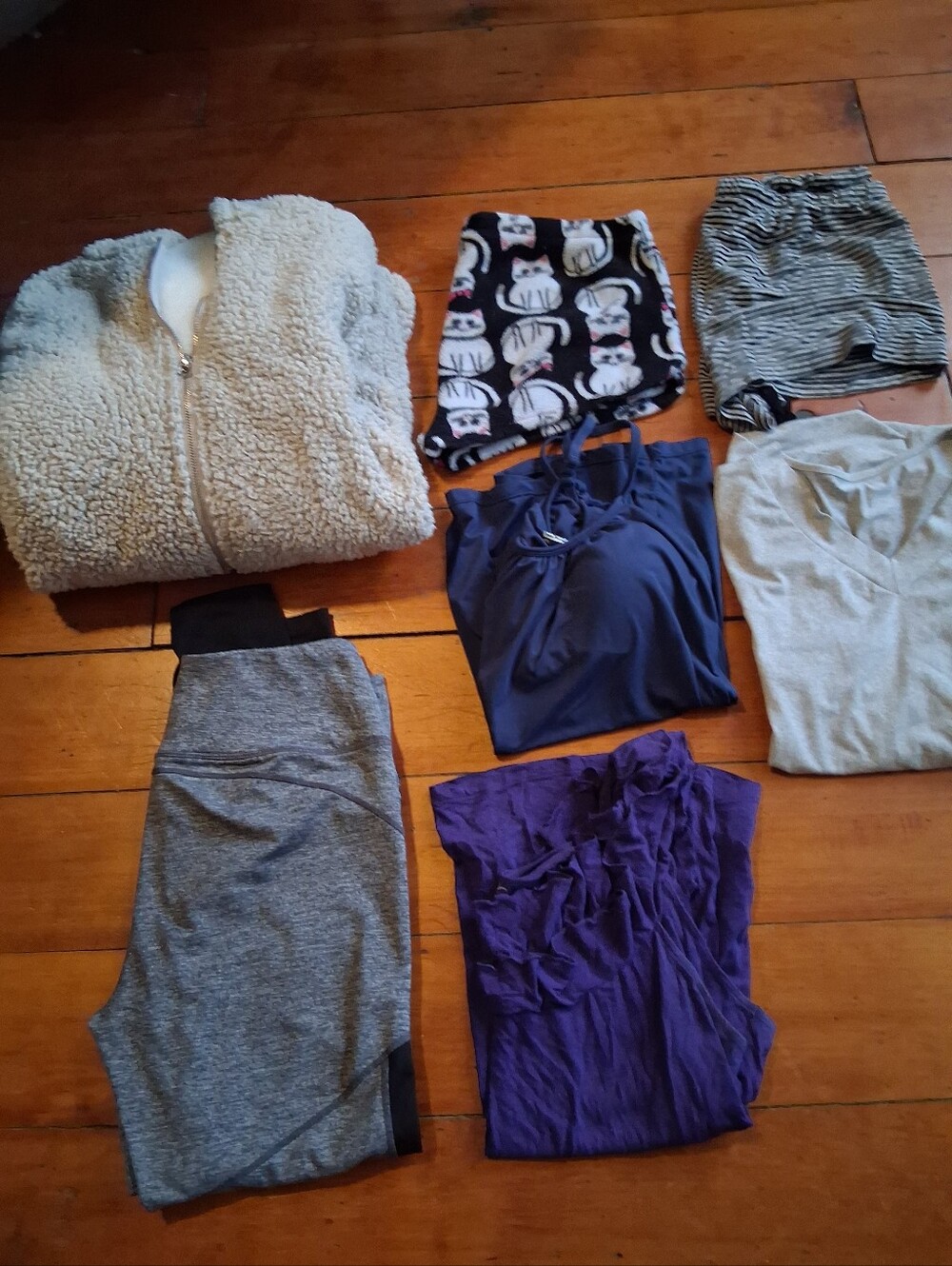 Cozy Cream Sherpa Jacket + Mixed Tops & Bottoms Bundle Ladies Size Large Bundle